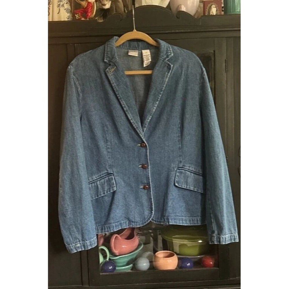 Vintage 90s Emma James 100% Cotton Denim Blazer Jacket Medium Wash Size M